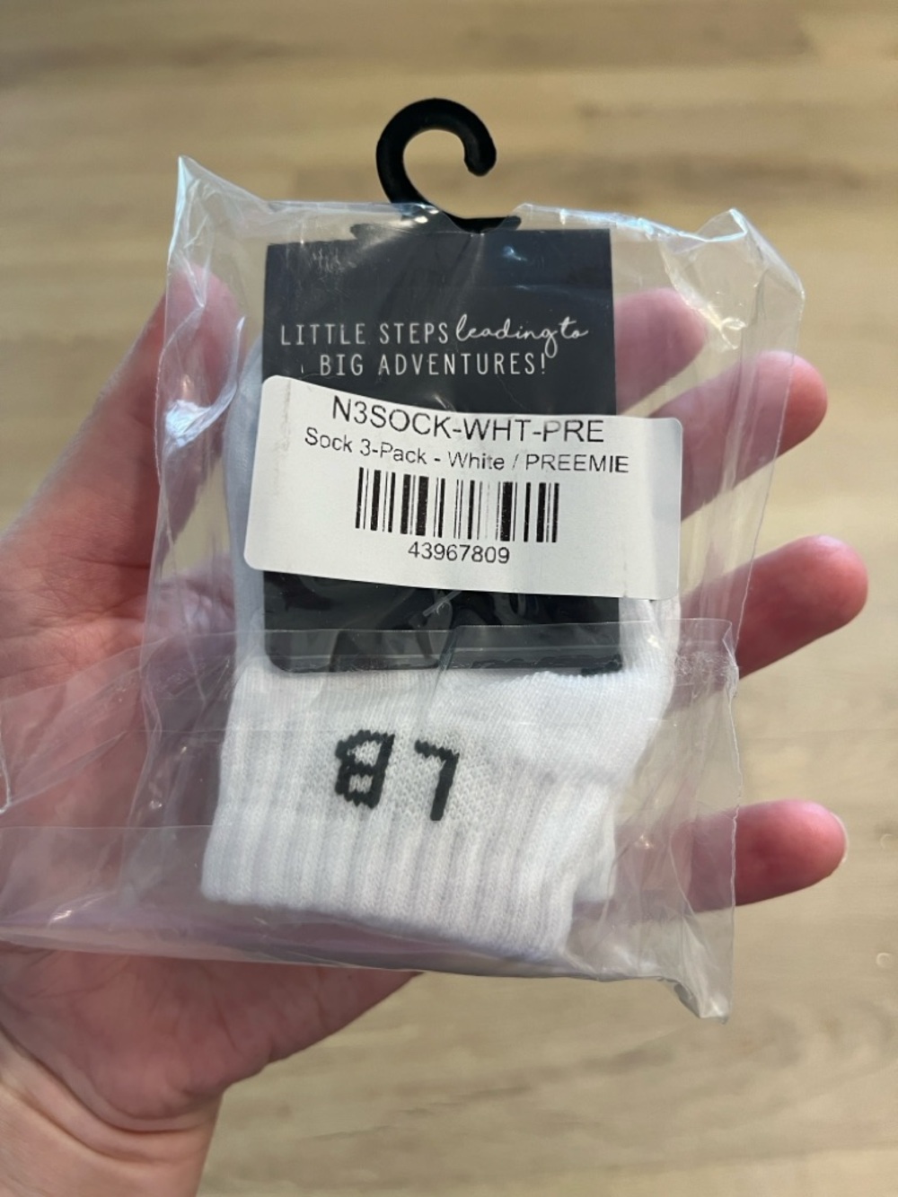 Little Bipsy White Ankle Athletic Socks with Black Logo - 3 Pack - Picture 3 of 3